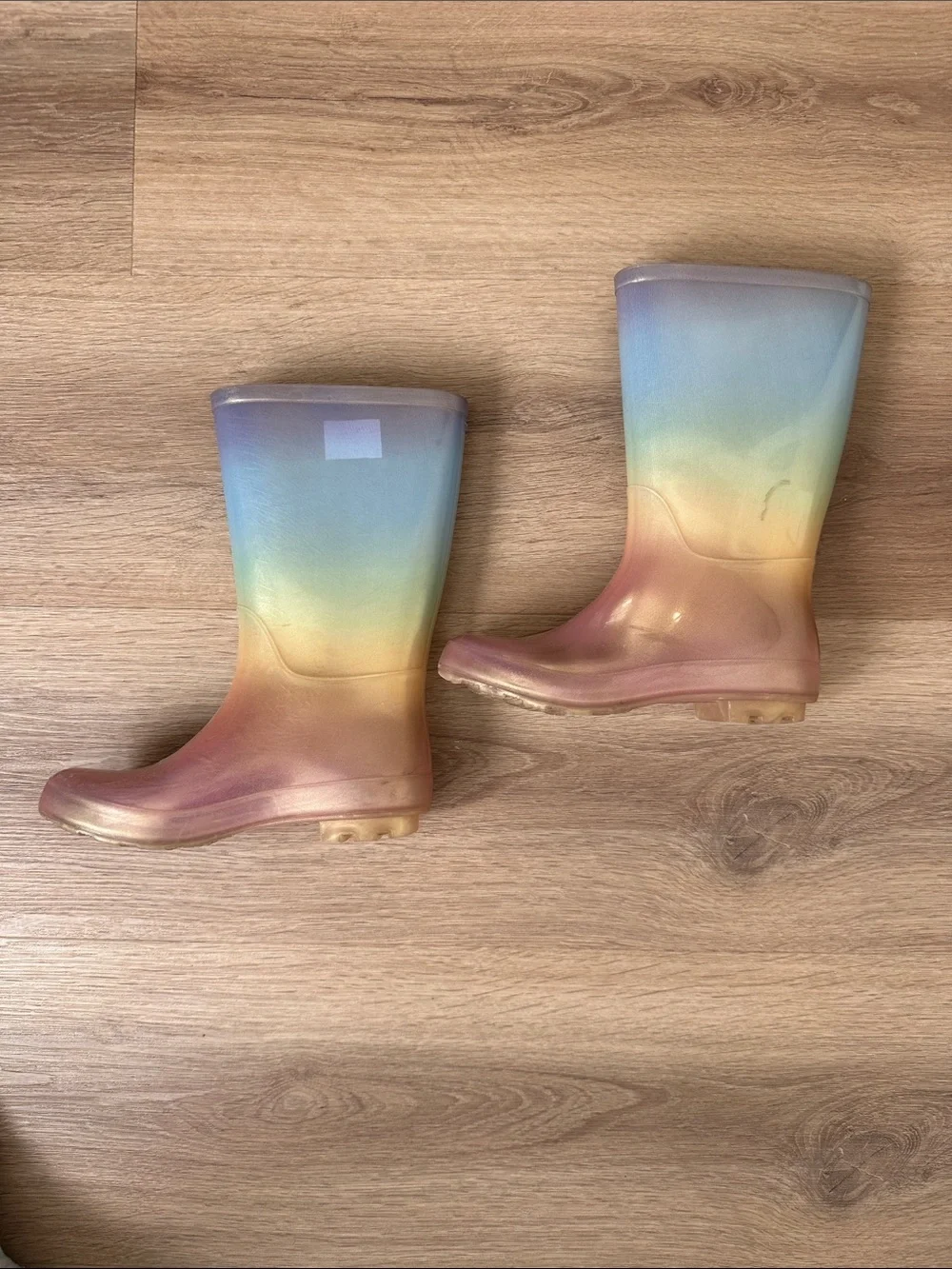 Cat & Jack Kids Rainbow Ombre Rain Boots - Pastel Blue, Yellow, Pink